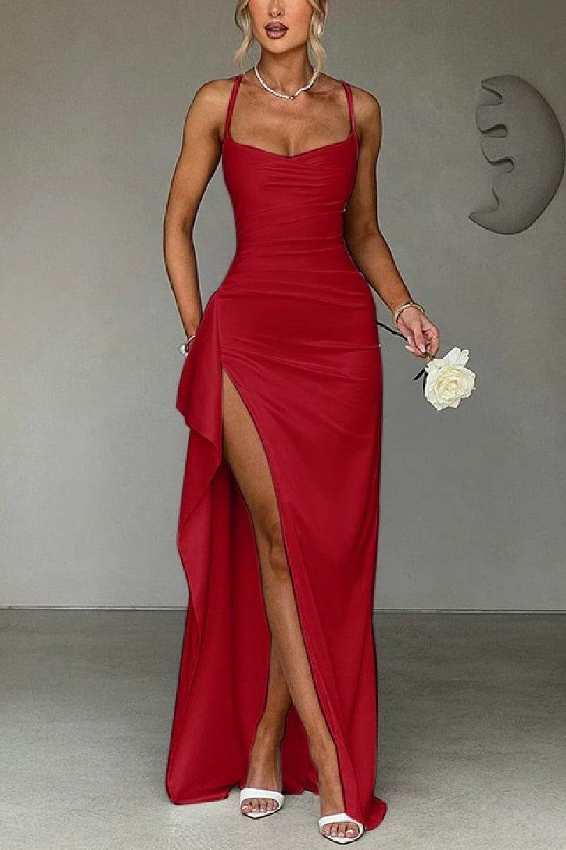 Sheath Maxi Knitted Semi Formal Wedding Guest Dresses 856076148956 - COCOMELODY