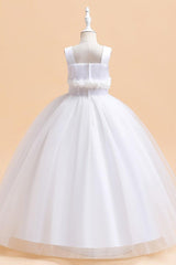 A-Line Straps Neck Tulle Maxi Flower Girl Dresses 848520948280 - COCOMELODY