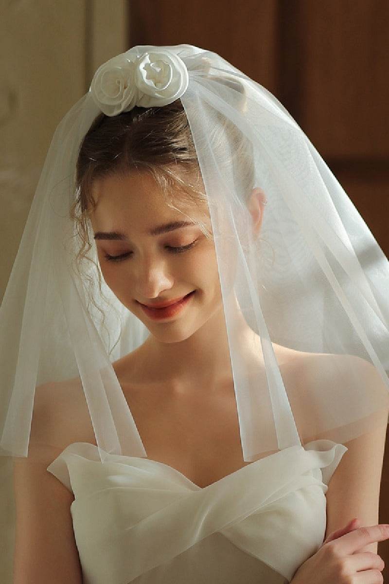 Two-tier Cut Edge Tulle Shoulder Veils with 884763032587 - COCOMELODY