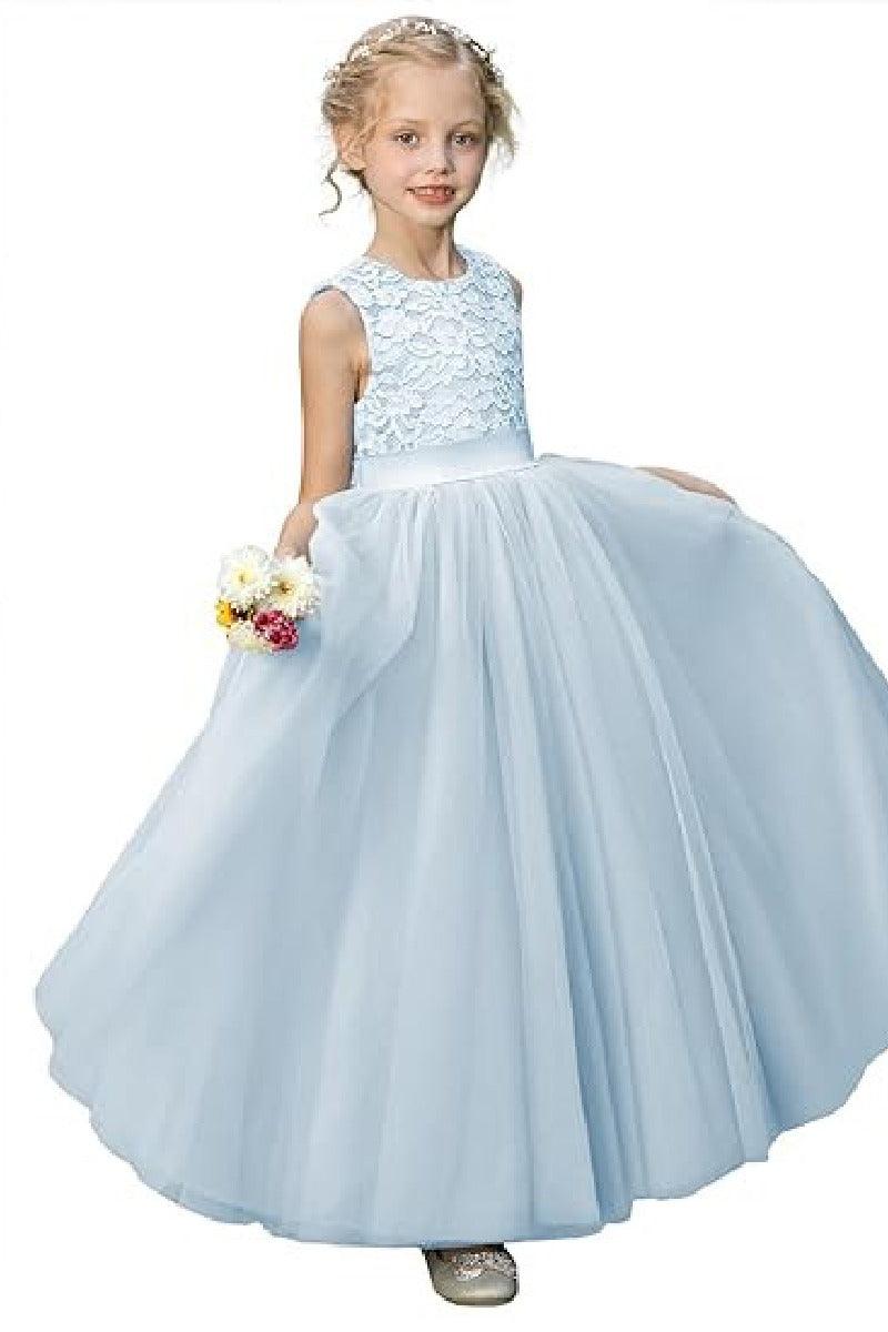 A-Line/Princess Scoop Neck Tulle Flower Girl Dresses With Sash/Bow 797915415325 - COCOMELODY