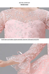 A-Line Scoop Neck Long Sleeve High-Low Tulle Flower Girl Dresses 732392319918 - COCOMELODY