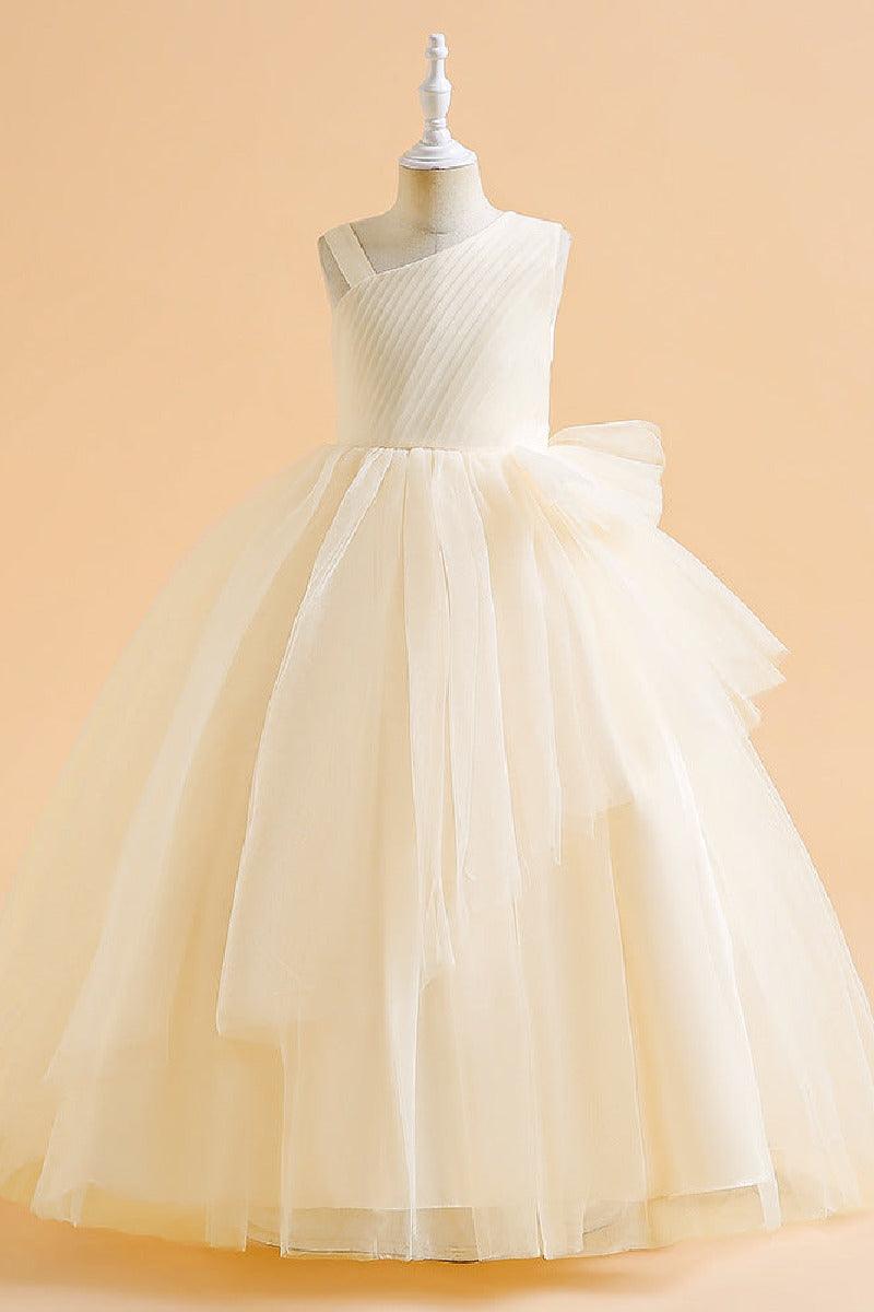 A-Line Maxi Tulle Flower Girl Dress 682982626293 - COCOMELODY