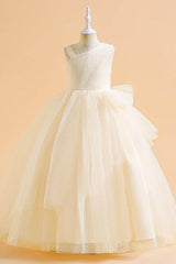 A-Line Maxi Tulle Flower Girl Dress 682982626293 - COCOMELODY