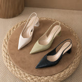 Croc Embossed Pointed Toe Slingback Pumps Block Heel Shoes 1039842418241
