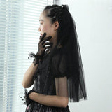 Black veil Double veil Halloween headdress bridal veil 655786515036 - COCOMELODY