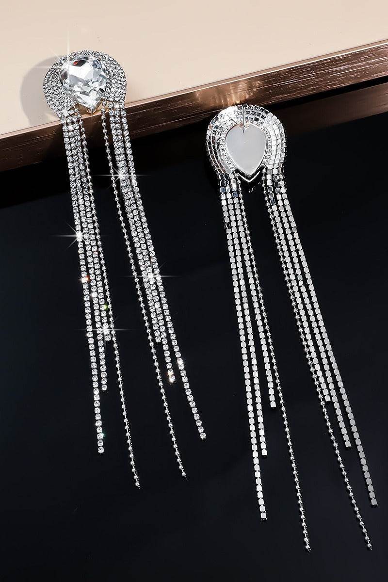 Rhinestone/Tassels Drop Earrings 782231045208 - COCOMELODY