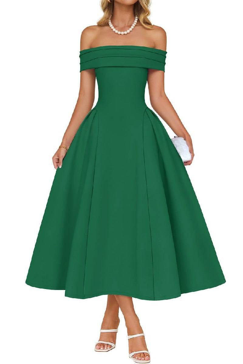 A-Line Midi Satin Formal Wedding Guest Dresses B0DS8NJRR3 - COCOMELODY