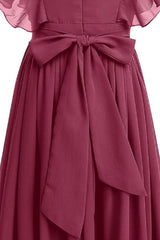 Ruffle Chiffon A-Line Junior Bridesmaid Gown B09JG8X785 - COCOMELODY