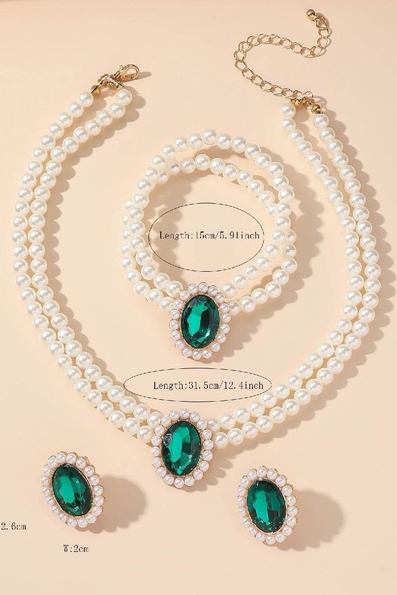Classic Pearl/Bracelet/ Wedding Earrings/Necklace Jewelry Sets (Set of 3) 808578164285 - COCOMELODY