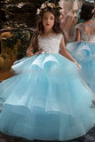 Illusion Round Sleeveless Neck Organza Floor Length Flower Girl Dresses 641380990865
