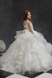 A-Line Organza Tulle Sleeveless Floor Length Flower Girl Dresses 622042435493