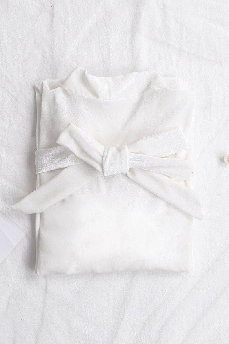 Velvet Knee Length Robe For Bride 600279553765 - COCOMELODY