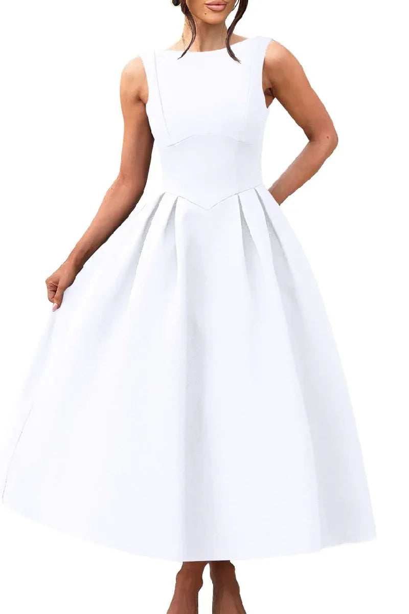 A-Line Midi Satin Formal Evening Dresses B0F4MVVXTZ - COCOMELODY