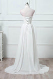 A-Line Sweep-Brush Train Chiffon Wedding Dress 640165830660 - COCOMELODY