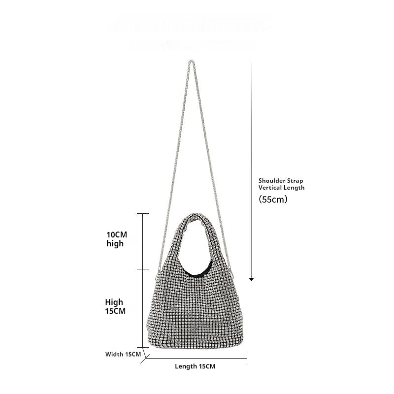 Diamond-encrusted and diamond-filled tote bucket dinner bag 819045946412 - COCOMELODY