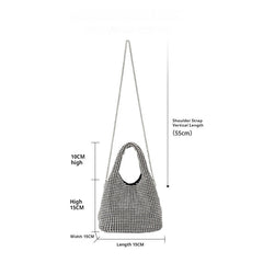 Diamond-encrusted and diamond-filled tote bucket dinner bag 819045946412 - COCOMELODY
