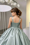 Minimalist Spaghetti Strap Square Neck Satin Flower Girl Dresses 1035694869157