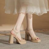 Strappy Open Toe Block Heel Ankle Strap Elegant Design Shoes 787738776543