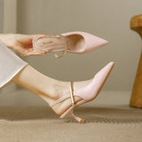 Pointed Toe Mary Jane Slingback Heel Single Strap Kitten Heel Shoes 1058281370087