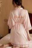Personalized Bridesmaid Robes Sexy Lace Trim Satin Robes 878048482459 - COCOMELODY