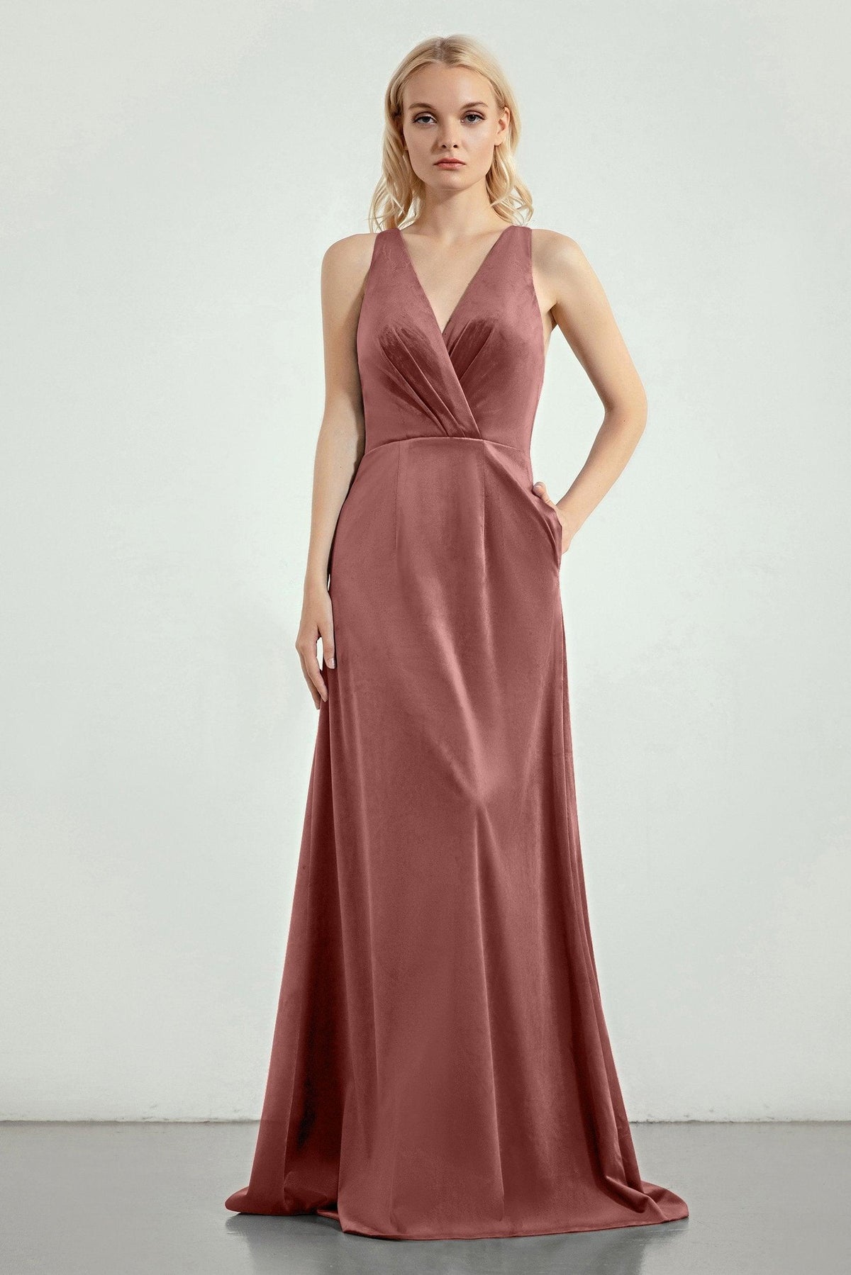 A-Line Sweep-Brush Train Bridesmaid Dress Formal Dresses CB0276 - COCOMELODY