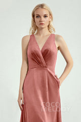 A-Line Sweep-Brush Train Bridesmaid Dress Formal Dresses CB0276 - COCOMELODY
