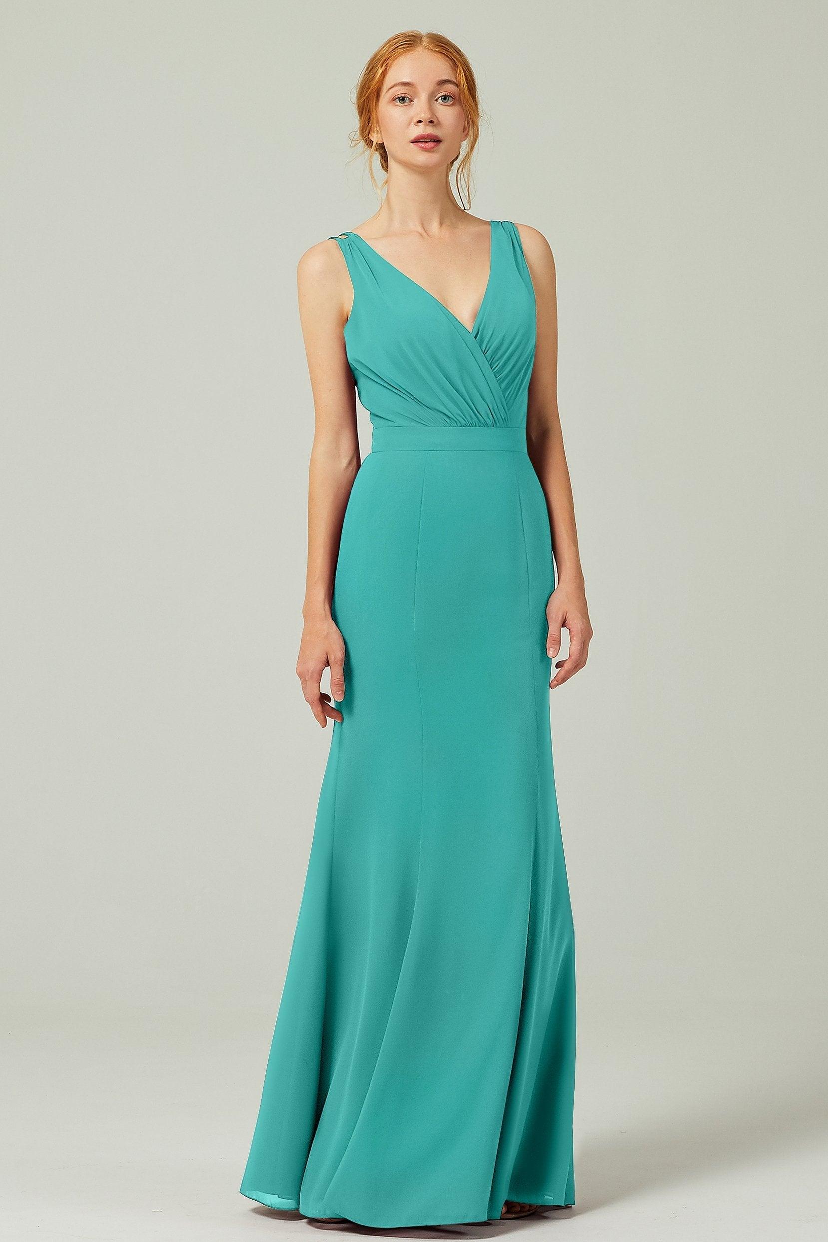 Sheath-Column Floor Length Chiffon Bridesmaid Dress CB0291 - COCOMELODY