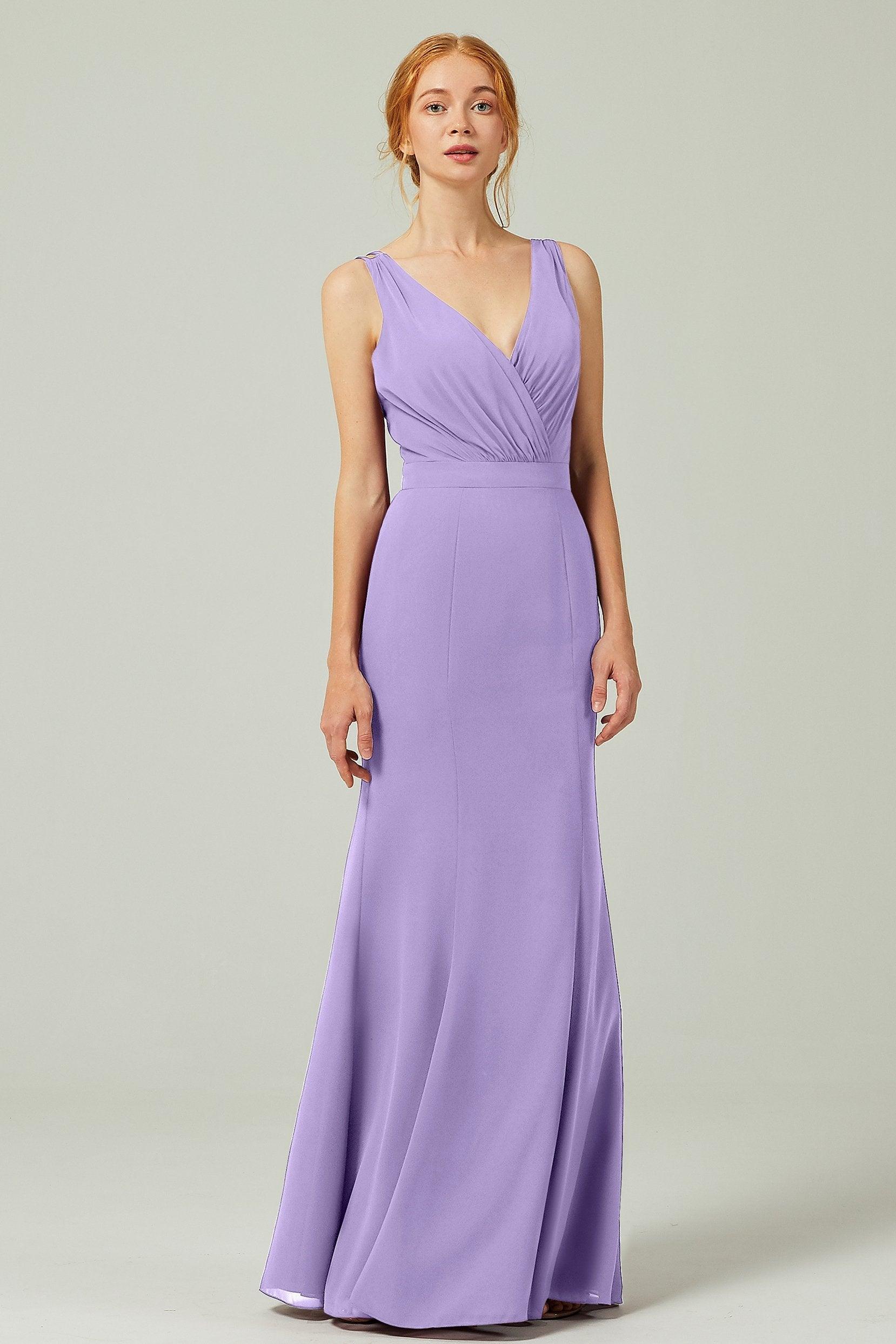 Sheath-Column Floor Length Chiffon Bridesmaid Dress CB0291 - COCOMELODY