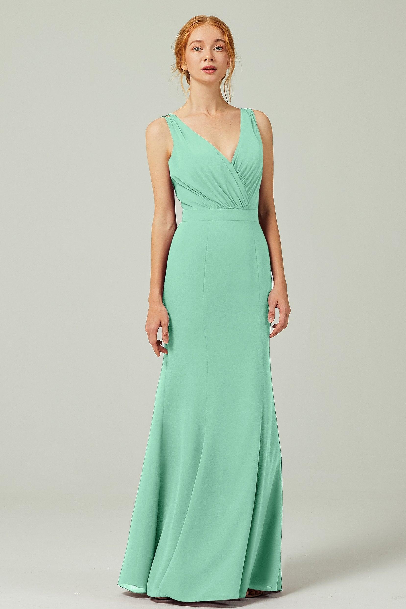 Sheath-Column Floor Length Chiffon Bridesmaid Dress CB0291 - COCOMELODY