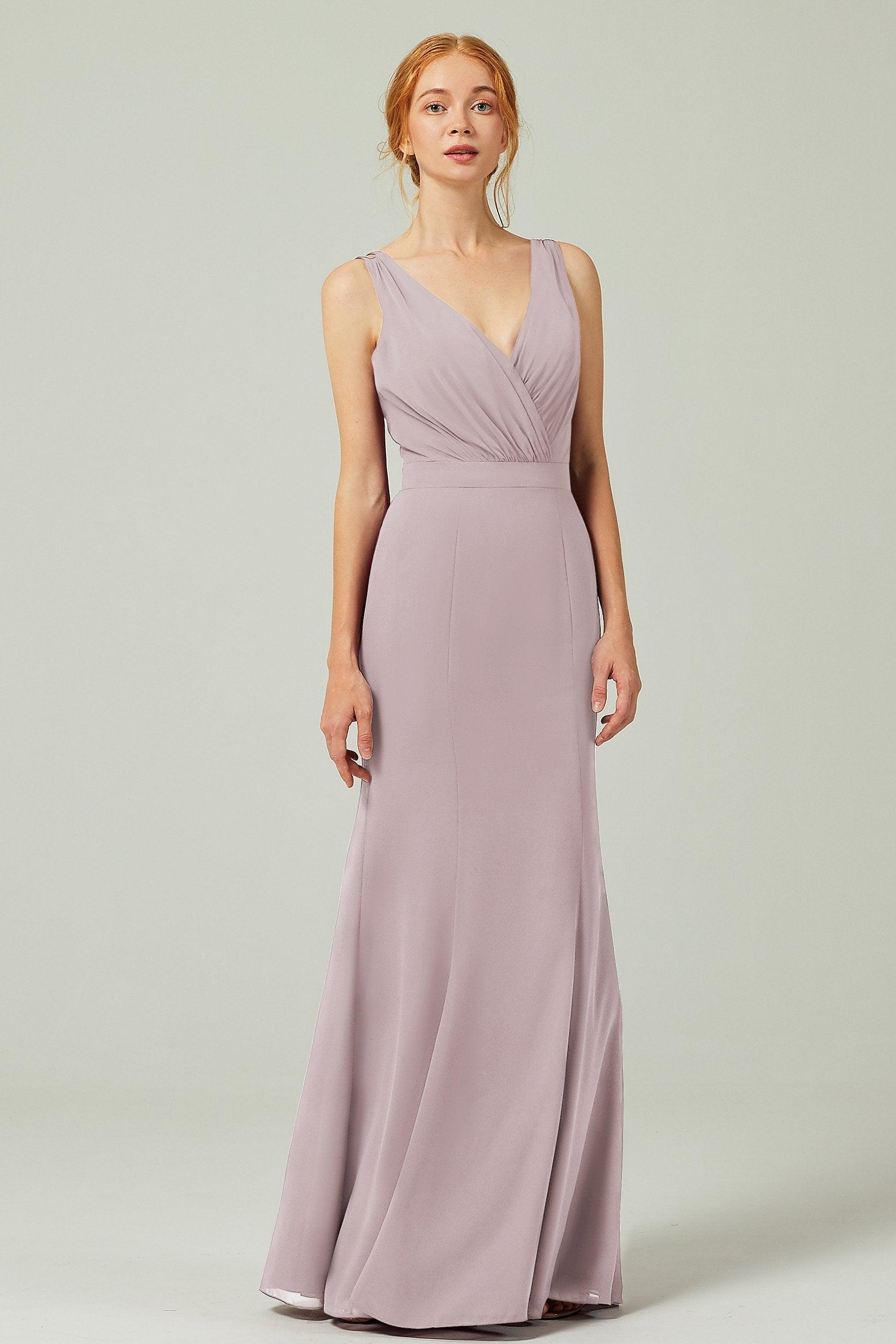 Sheath-Column Floor Length Chiffon Bridesmaid Dress CB0291 - COCOMELODY