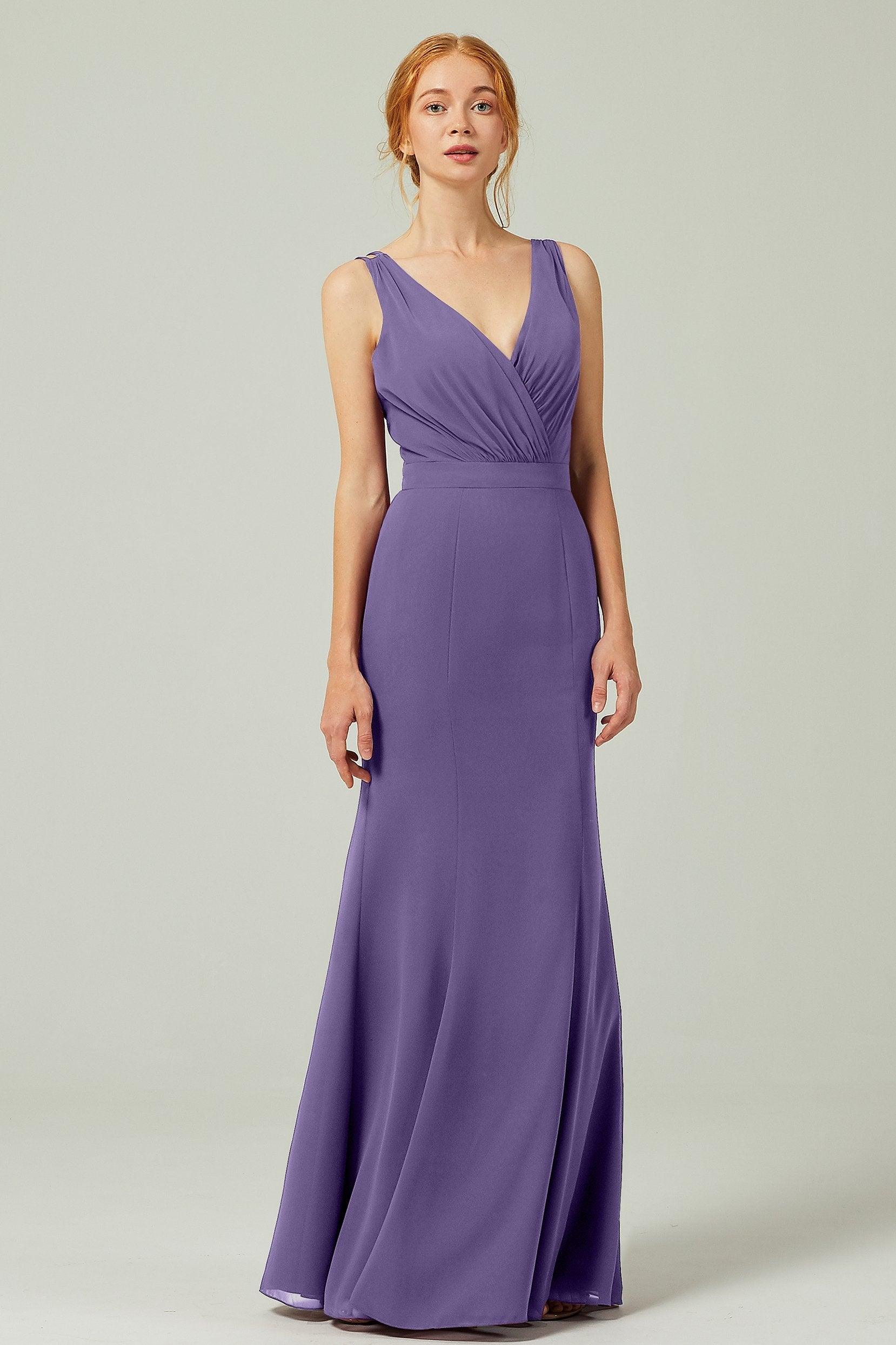 Sheath-Column Floor Length Chiffon Bridesmaid Dress CB0291 - COCOMELODY