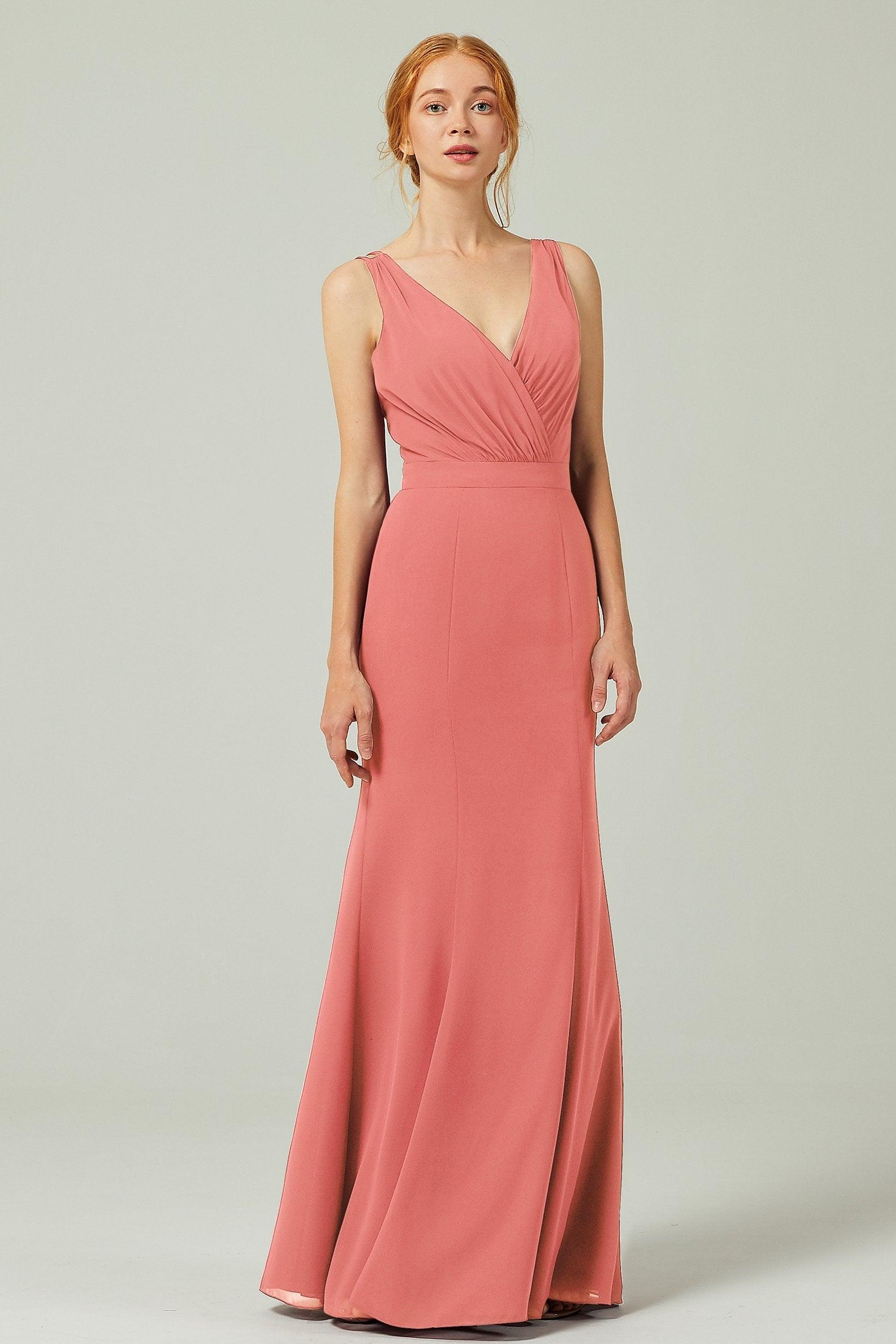Sheath-Column Floor Length Chiffon Bridesmaid Dress CB0291 - COCOMELODY