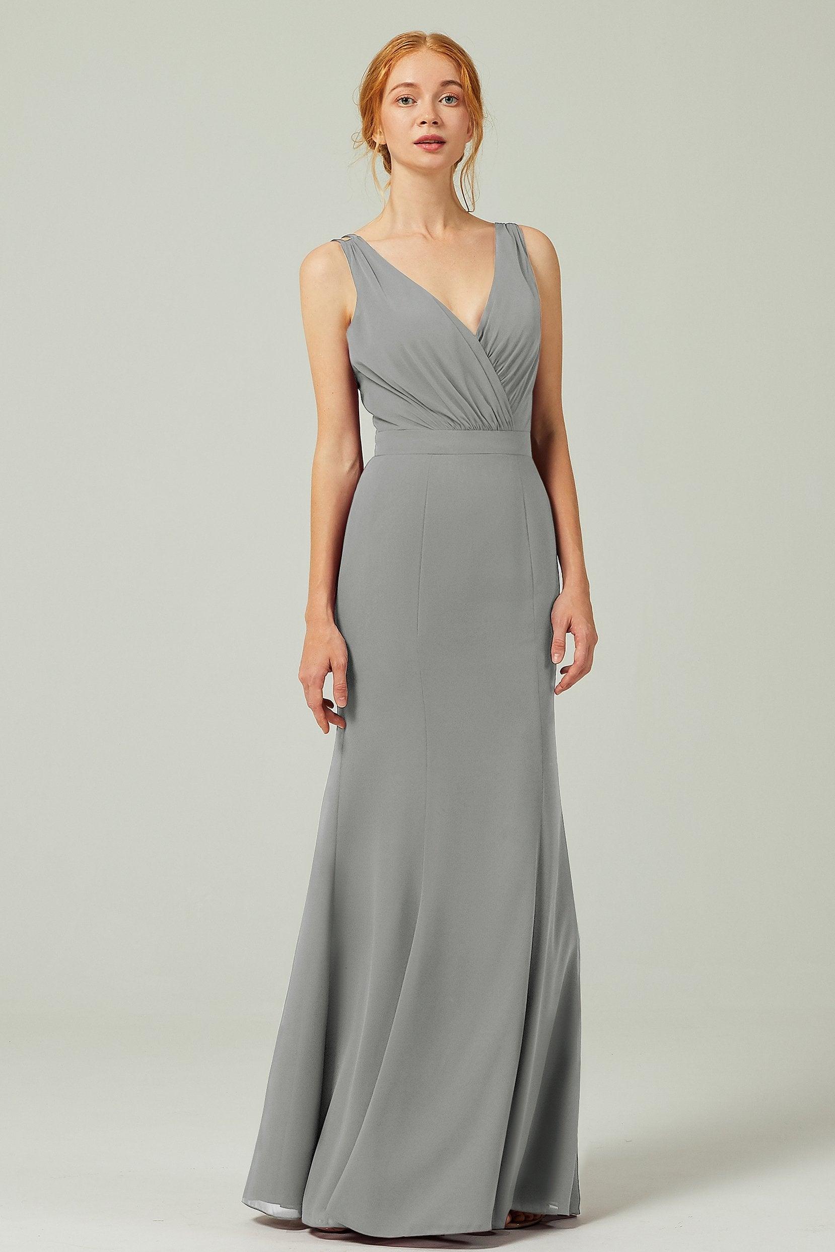 Sheath-Column Floor Length Chiffon Bridesmaid Dress CB0291 - COCOMELODY