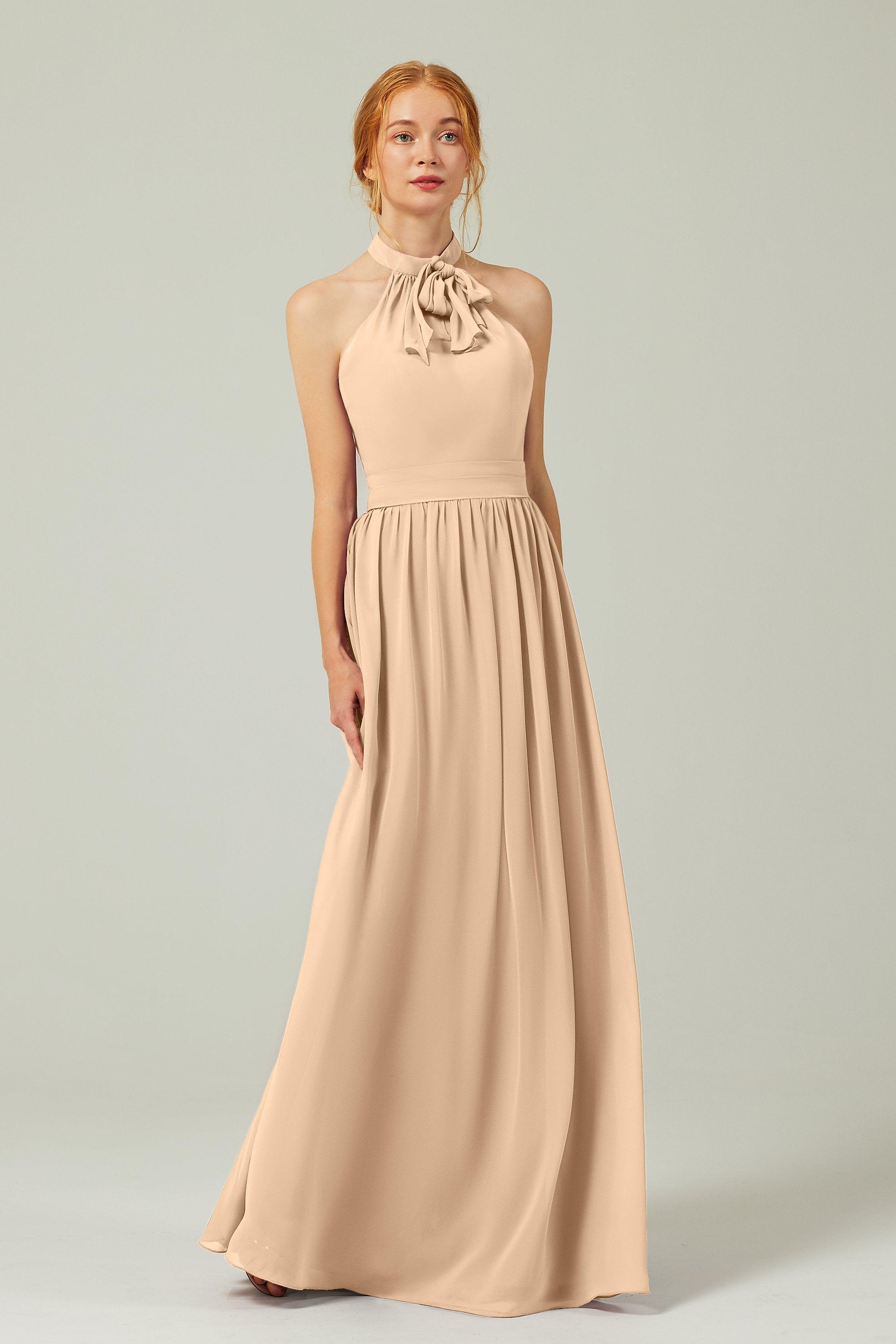 A-Line Floor Length Chiffon Bridesmaid Dress CB0295 - COCOMELODY