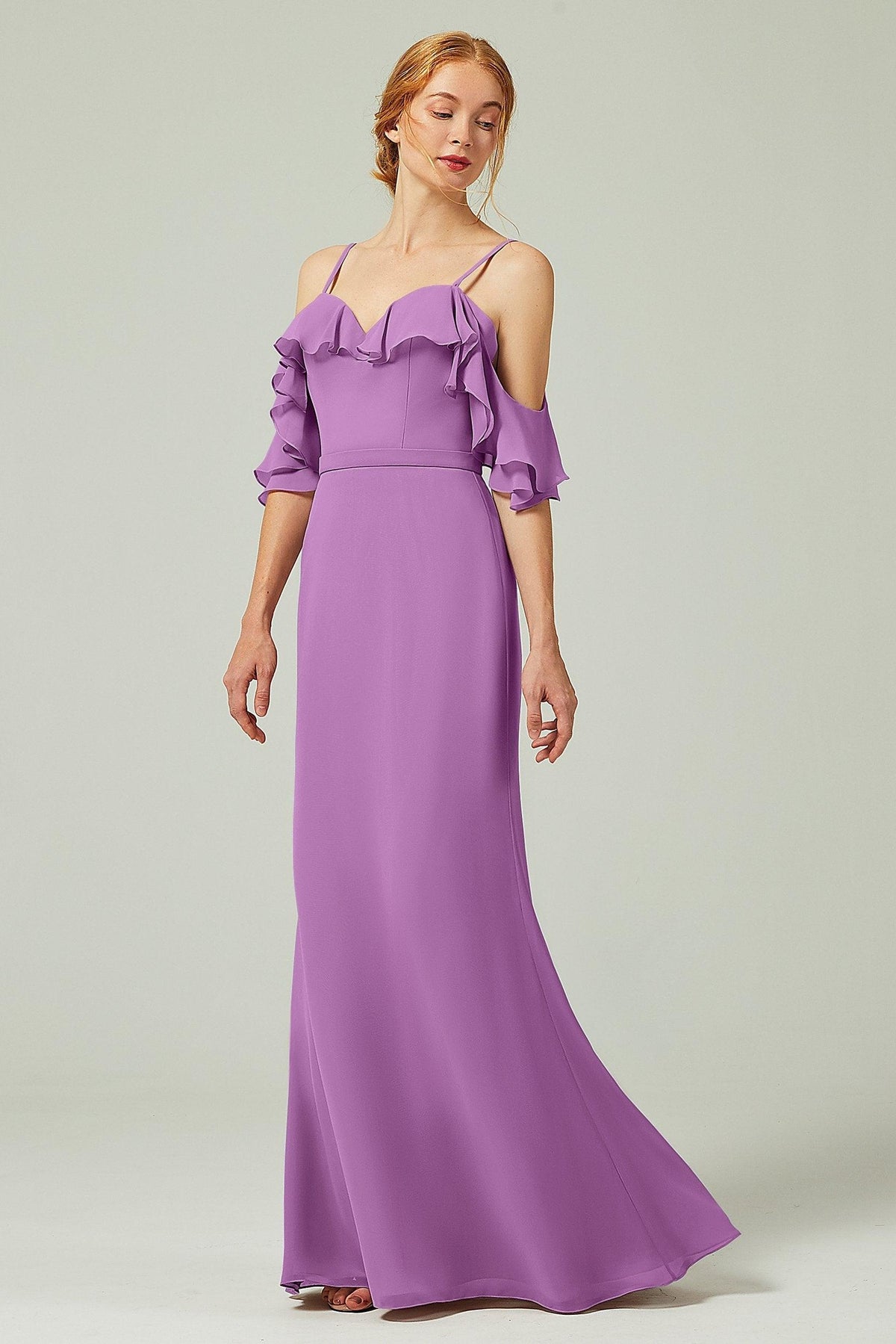 Sheath-Column Floor Length Chiffon Bridesmaid Dress CB0301 - COCOMELODY
