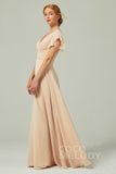 A-Line Floor Length Chiffon Bridesmaid Dress CB0302PS - COCOMELODY