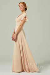 A-Line Floor Length Chiffon Bridesmaid Dress CB0302PS - COCOMELODY
