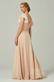 A-Line Floor Length Chiffon Bridesmaid Dress CB0302PS - COCOMELODY