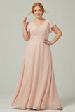 A-Line Floor Length Chiffon Bridesmaid Dress CB0302