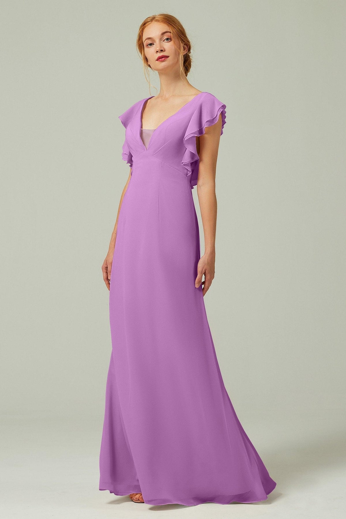 Sheath-Column Floor Length Chiffon Bridesmaid Dress CB0304 - COCOMELODY