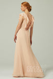 Sheath-Column Floor Length Chiffon Bridesmaid Dress CB0304 - COCOMELODY