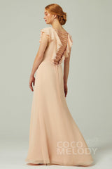 Sheath-Column Floor Length Chiffon Bridesmaid Dress CB0304 - COCOMELODY