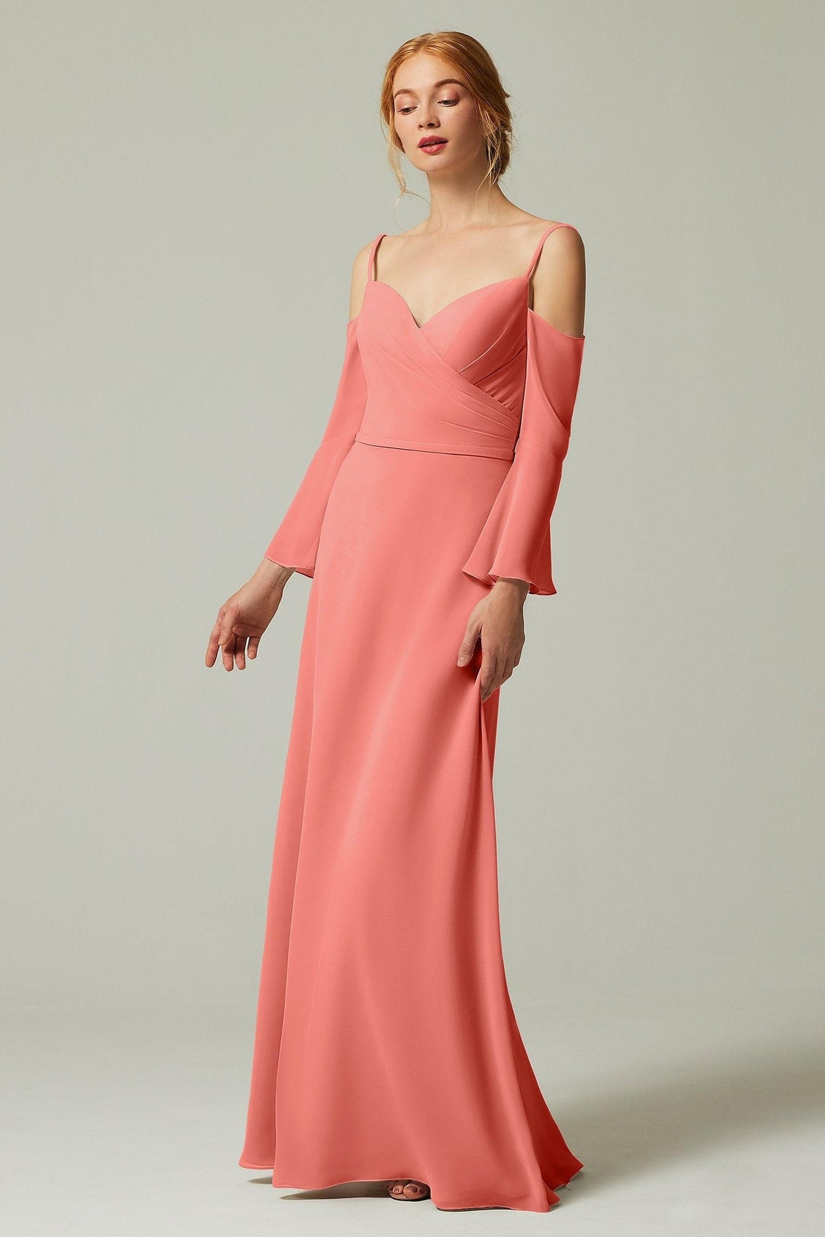 A-Line Floor Length Chiffon Bridesmaid Dress CB0307 - COCOMELODY