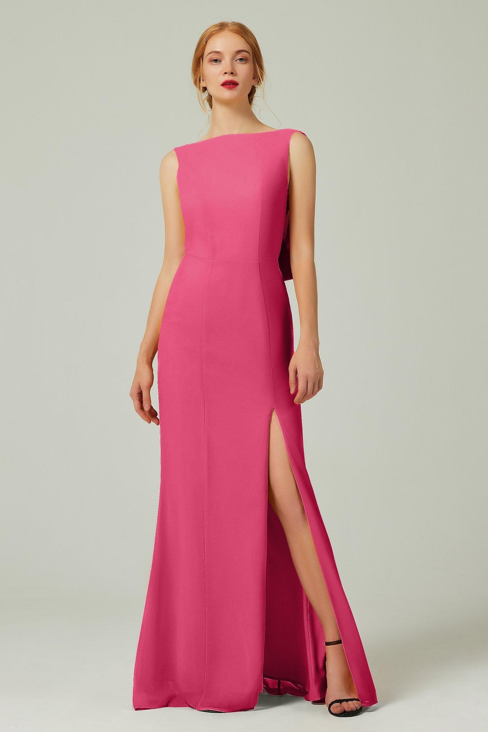 Sheath-Column Sweep-Brush Chiffon Bridesmaid Dress Formal Dresses CB0310PS - COCOMELODY