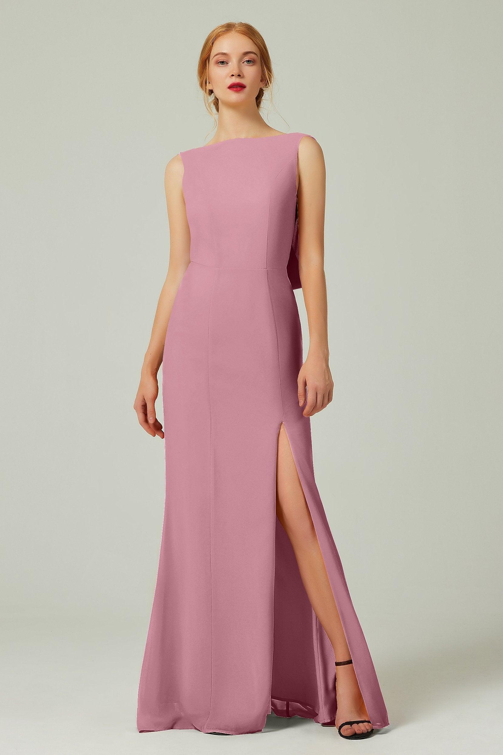 Sheath-Column Sweep-Brush Chiffon Bridesmaid Dress Formal Dresses CB0310PS - COCOMELODY