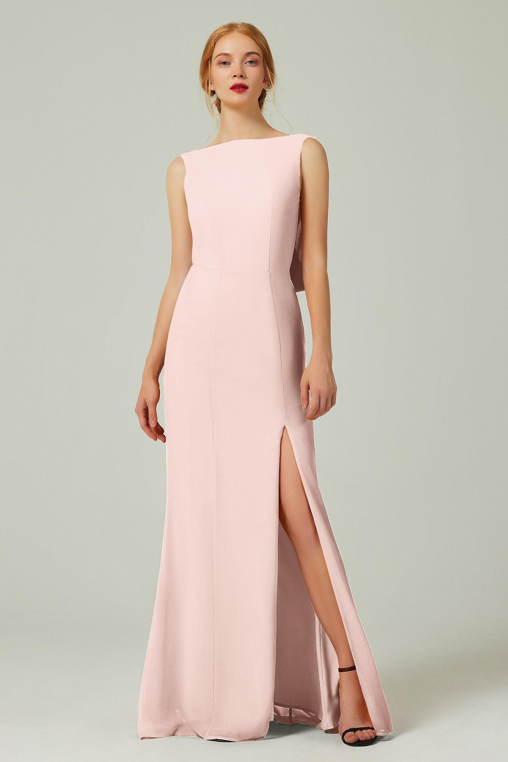 Sheath-Column Sweep-Brush Chiffon Bridesmaid Dress Formal Dresses CB0310PS - COCOMELODY