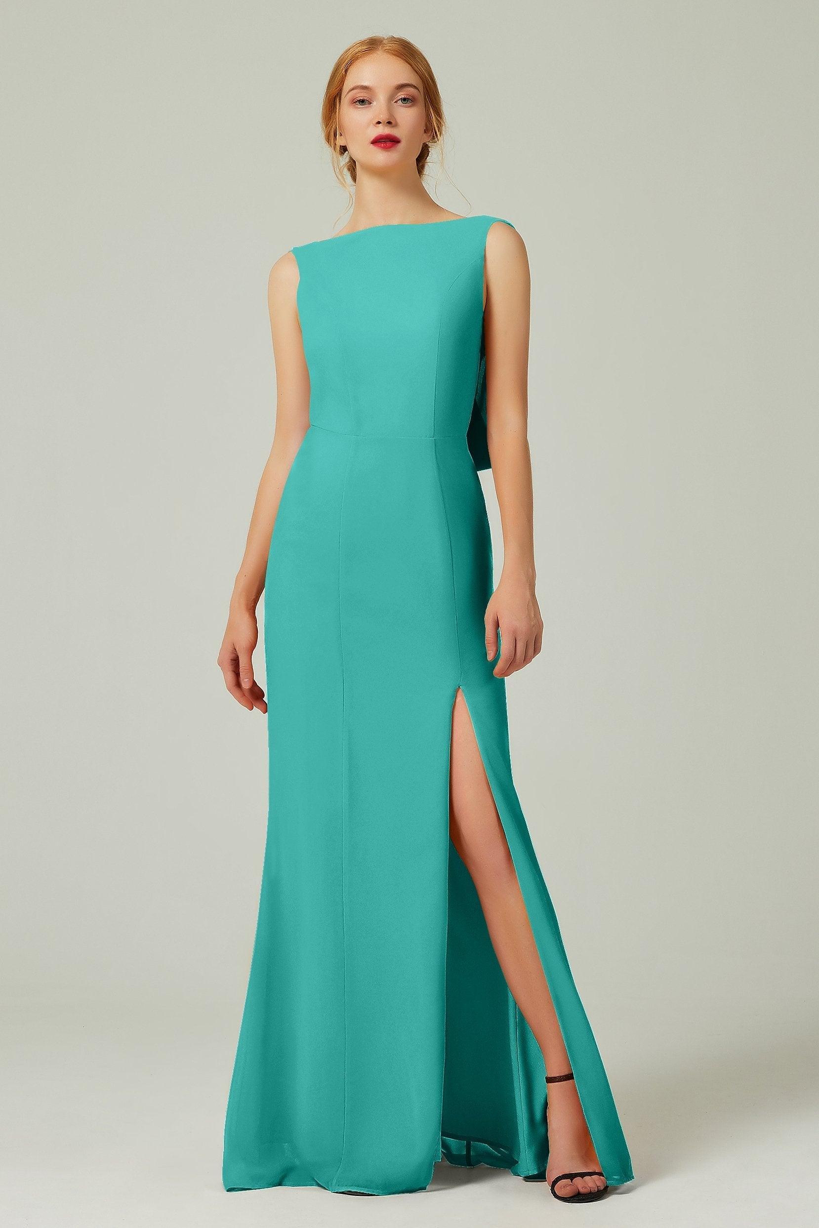 Sheath-Column Sweep-Brush Chiffon Bridesmaid Dress Formal Dresses CB0310PS - COCOMELODY