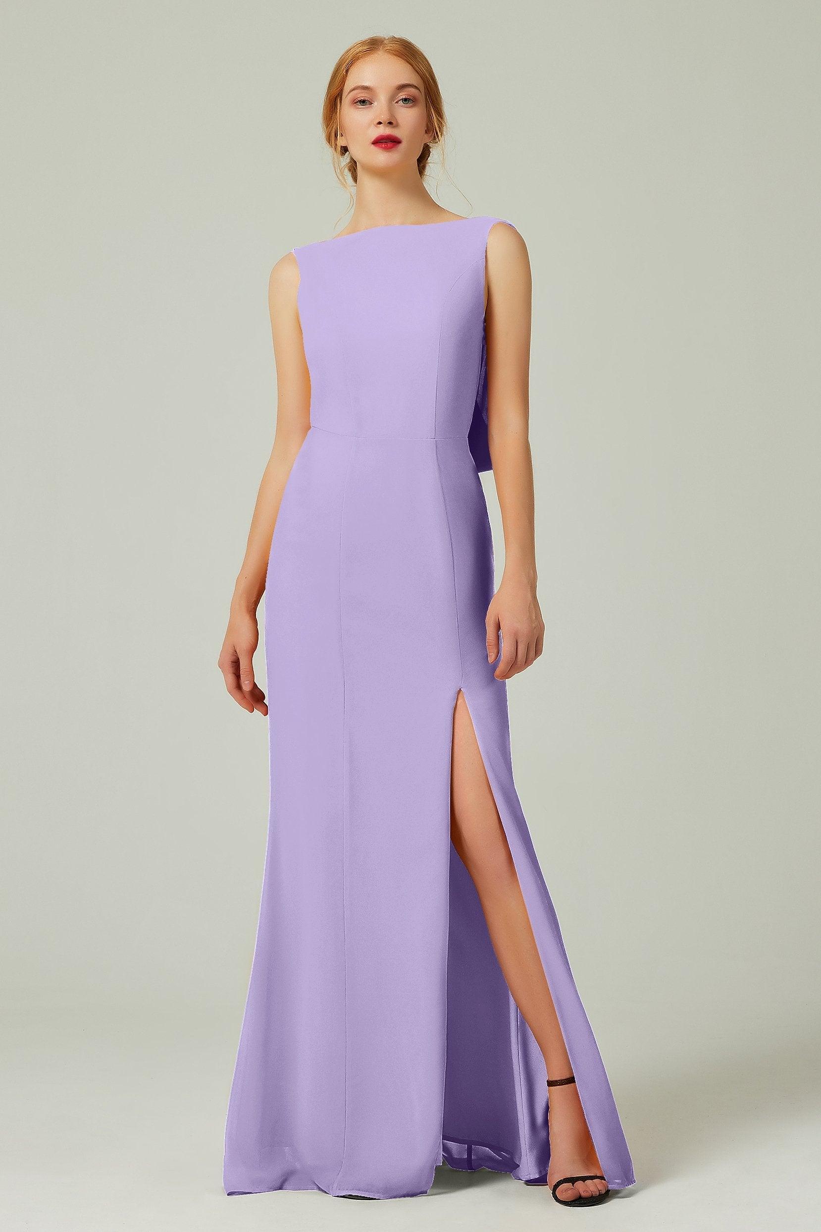 Sheath-Column Sweep-Brush Chiffon Bridesmaid Dress Formal Dresses CB0310PS - COCOMELODY