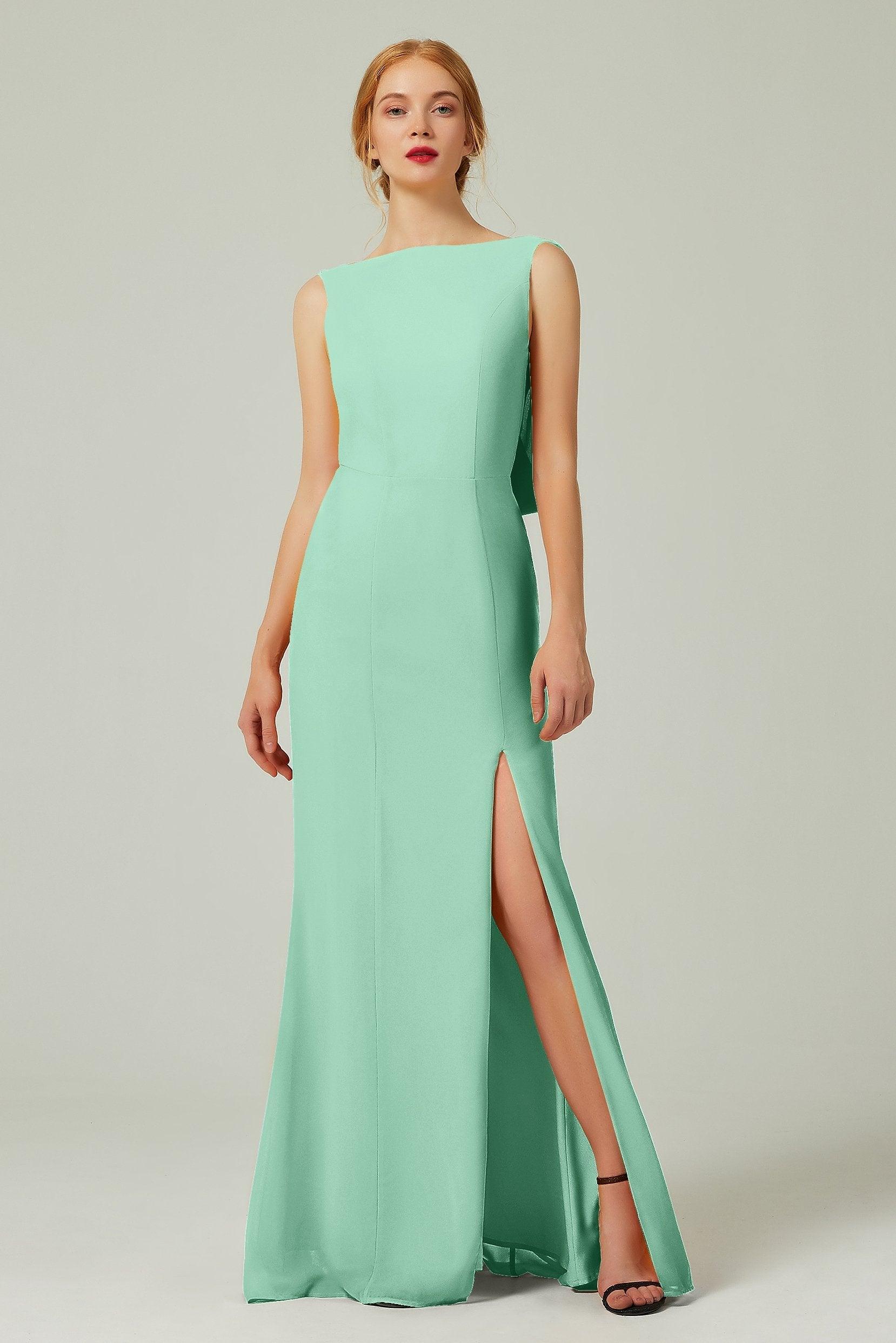 Sheath-Column Sweep-Brush Chiffon Bridesmaid Dress Formal Dresses CB0310PS - COCOMELODY