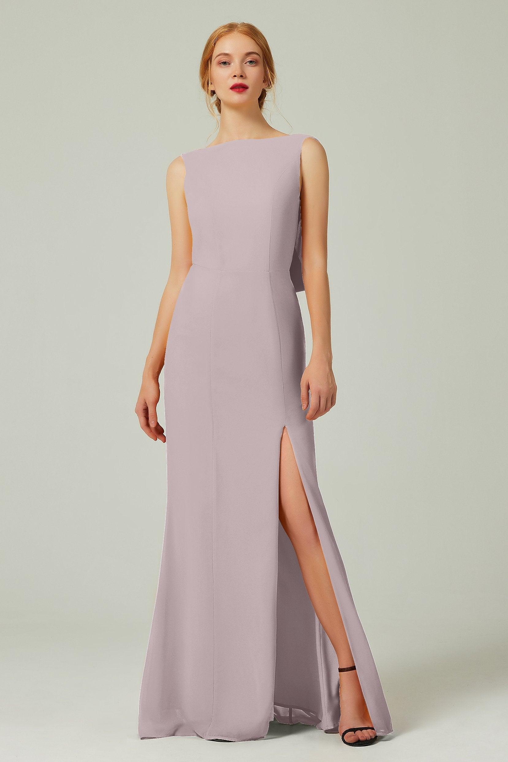 Sheath-Column Sweep-Brush Chiffon Bridesmaid Dress Formal Dresses CB0310PS - COCOMELODY